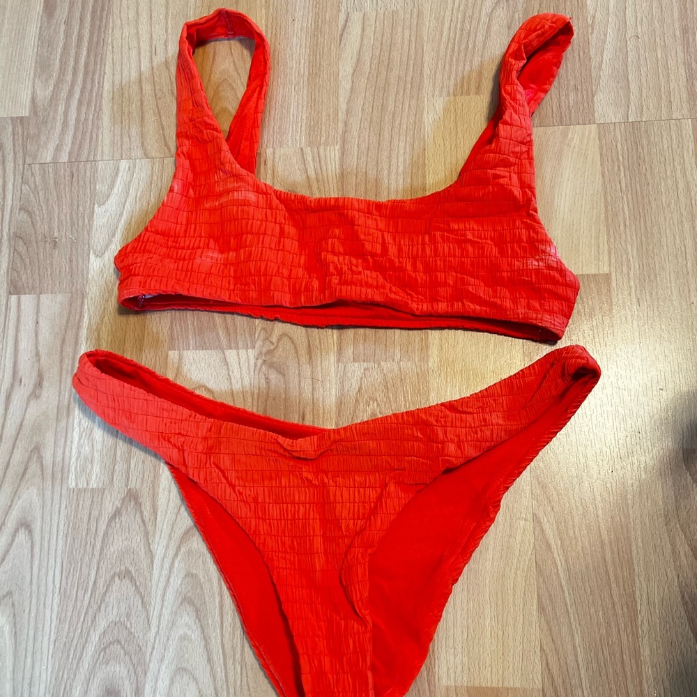 Triangl Red Scoop Bikini Set